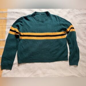 Bluenotes Green Sweater with Yellow and Black Stripes